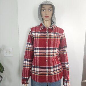 Dickies Women'S Quilted Hooded Plaid Flannel  Outdoor Shirt Jacket Xs Multicolor